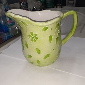 Lime green ceramic pitcher